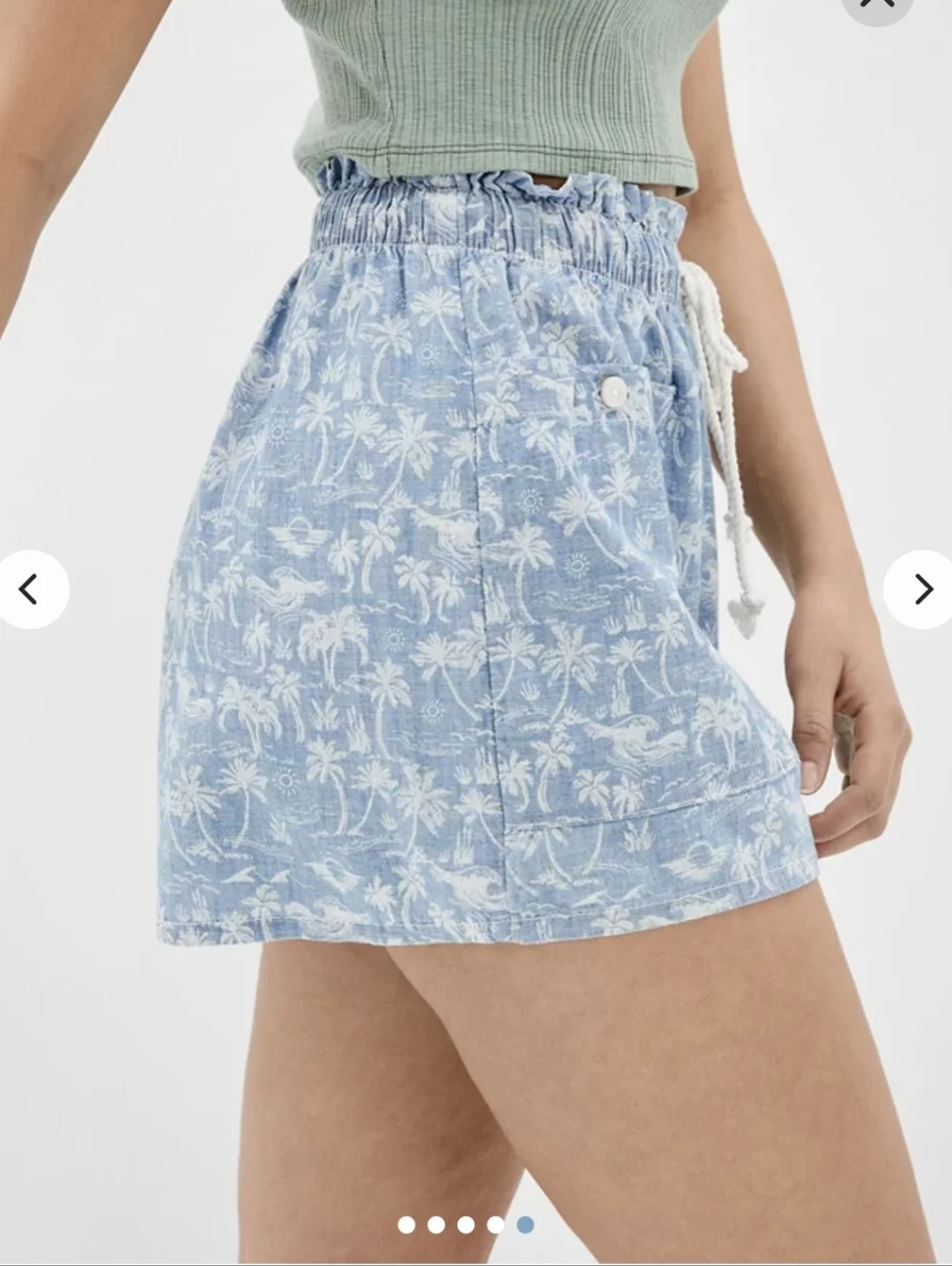 American Eagle Blue Tropical Print Pull-On Cotton Women Beach Shorts Size Large - Picture 3 of 12